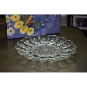 Vintage Indiana Glass Egg Relish Dish:‎ Crystal Collection Tray